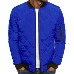 Best OUKU Men's Bomber Quilted Jacket Diamond Padded Jacket Winter Outdoor Chunky Varsity Flight Windproof Warm Trench Coat Top Quilted Seams Cotton Outwear Overcoat Full Zipper Camping Hiking Hunting Fishing