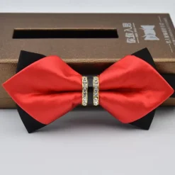 Online OUKU Men's Bow Tie Neckties Bowtie Pre-Tied Adjustable Rhinestones Bow Plain Wedding Birthday Party