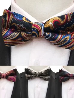 OUKU Men's Bow Tie Party Work Jacquard Formal Party Evening