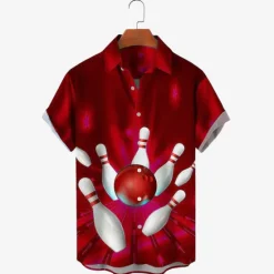 Best OUKU Men's Bowling Ball Shirt Button Up Shirt Short Sleeve Designer Casual Soft Outdoor Daily Holiday Summer Spring Turndown Print Button-Down White + Green Black Yellow Red Blue