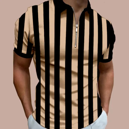 New OUKU Men's Bowling Shirt Golf Polo Casual Daily Quarter Zip Short Sleeve Fashion Modern Stripes Stylish Quarter Zip Summer Regular Fit White Red Blue Brown Green Dark Grey Bowling Shirt