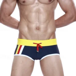Best OUKU Men's Boxer Swim Shorts Swim Briefs Vacation Summer Beach Swimming Soft Comfortable Drawstring Elastic Waist Color Block Short Gymnatics Casual Activewear Black Blue Low Waist