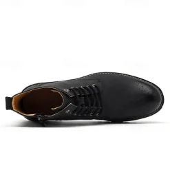 Outlet OUKU Men's Brown Faux Leather Lace-Up Ankle Boots with Brogue Detail and Rugged Sole – Classic and Durable Outdoor Style