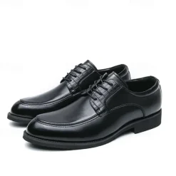 Discount OUKU Men's Brown Faux Leather Lace-Up Dress Shoes with Woven Detail, Classic Formal Style, Comfortable for Weddings and Business Events