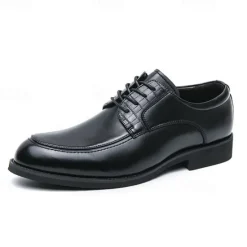 Discount OUKU Men's Brown Faux Leather Lace-Up Dress Shoes with Woven Detail, Classic Formal Style, Comfortable for Weddings and Business Events