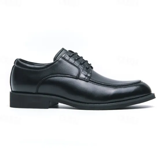 Discount OUKU Men's Brown Faux Leather Lace-Up Dress Shoes with Woven Detail, Classic Formal Style, Comfortable for Weddings and Business Events