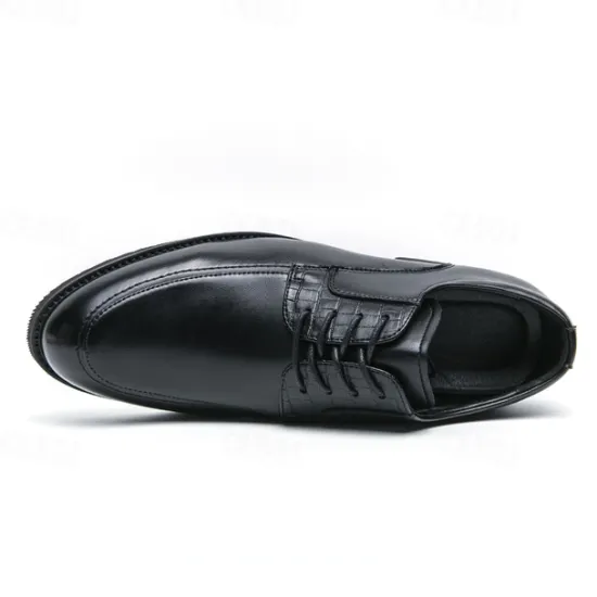 Discount OUKU Men's Brown Faux Leather Lace-Up Dress Shoes with Woven Detail, Classic Formal Style, Comfortable for Weddings and Business Events