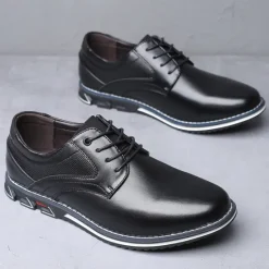 Sale OUKU Men's Brown Leather Oxford Shoes with Non-Slip Rubber Sole - Stylish and Comfortable Dress Shoes for Formal and Casual Wear