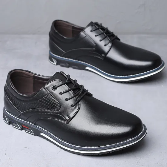 Sale OUKU Men's Brown Leather Oxford Shoes with Non-Slip Rubber Sole - Stylish and Comfortable Dress Shoes for Formal and Casual Wear