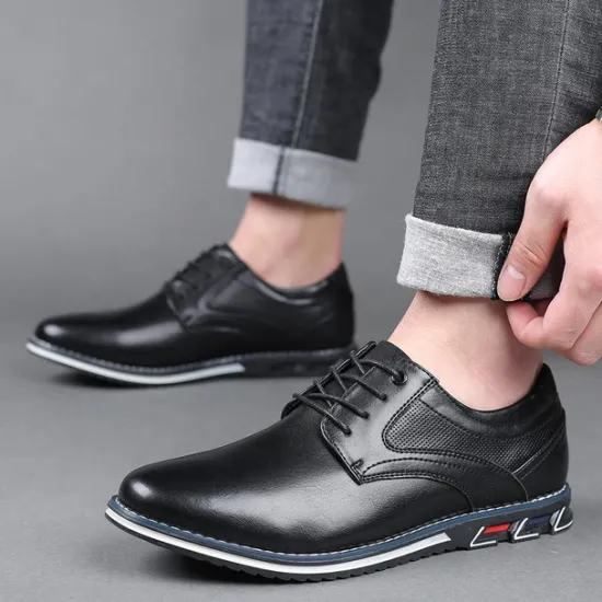Sale OUKU Men's Brown Leather Oxford Shoes with Non-Slip Rubber Sole - Stylish and Comfortable Dress Shoes for Formal and Casual Wear