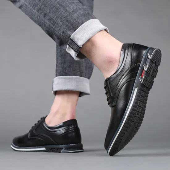 Sale OUKU Men's Brown Leather Oxford Shoes with Non-Slip Rubber Sole - Stylish and Comfortable Dress Shoes for Formal and Casual Wear