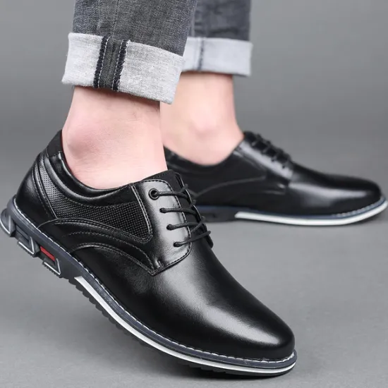 Sale OUKU Men's Brown Leather Oxford Shoes with Non-Slip Rubber Sole - Stylish and Comfortable Dress Shoes for Formal and Casual Wear