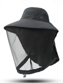 Discount OUKU Men's Bucket Hat Fishing Hat Black Navy Blue Nylon Mesh Fashion Casual Street Daily Plain Adjustable Sunscreen Breathable