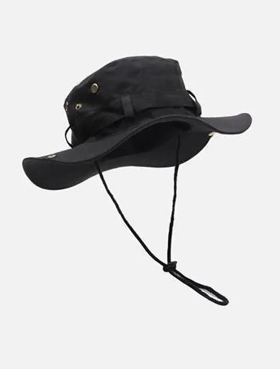 Best OUKU Men's Bucket Hat Sun Hat Cowboy Hat Black Green Polyester Travel Beach Outdoor Vacation Plain Adjustable Sun Protection Fashion