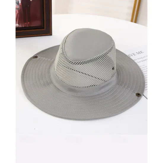 OUKU Men's Bucket Hat Sun Hat Fishing Hat Boonie hat Hiking Hat Black Dark Navy Cotton Mesh Wide Brim Stylish Casual Daily Outdoor clothing Holiday Plain UV Sun Protection Sunscreen