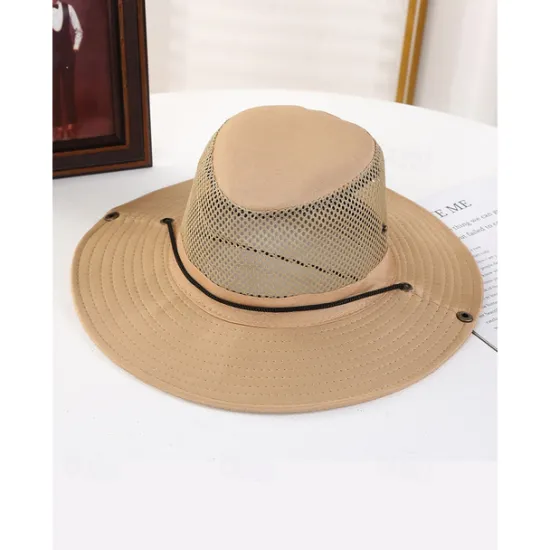 OUKU Men's Bucket Hat Sun Hat Fishing Hat Boonie hat Hiking Hat Black Dark Navy Cotton Mesh Wide Brim Stylish Casual Daily Outdoor clothing Holiday Plain UV Sun Protection Sunscreen