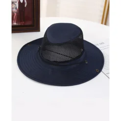 OUKU Men's Bucket Hat Sun Hat Fishing Hat Boonie hat Hiking Hat Black Dark Navy Cotton Mesh Wide Brim Stylish Casual Daily Outdoor clothing Holiday Plain UV Sun Protection Sunscreen