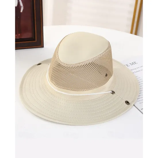 OUKU Men's Bucket Hat Sun Hat Fishing Hat Boonie hat Hiking Hat Black Dark Navy Cotton Mesh Wide Brim Stylish Casual Daily Outdoor clothing Holiday Plain UV Sun Protection Sunscreen