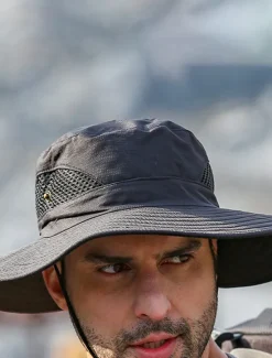 Sale OUKU Men's Bucket Hat Sun Hat Fishing Hat Boonie hat Hiking Hat Black Navy Blue Polyester Mesh Streetwear Stylish Casual Outdoor Daily Going out Plain UV Sun Protection Sunscreen Quick Dry Lightweight