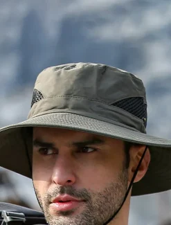 Sale OUKU Men's Bucket Hat Sun Hat Fishing Hat Boonie hat Hiking Hat Black Navy Blue Polyester Mesh Streetwear Stylish Casual Outdoor Daily Going out Plain UV Sun Protection Sunscreen Quick Dry Lightweight