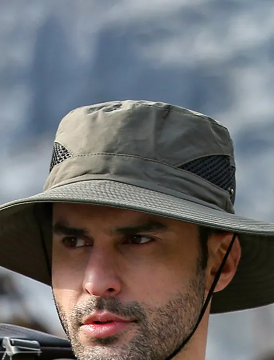 Sale OUKU Men's Bucket Hat Sun Hat Fishing Hat Boonie hat Hiking Hat Black Navy Blue Polyester Mesh Streetwear Stylish Casual Outdoor Daily Going out Plain UV Sun Protection Sunscreen Quick Dry Lightweight