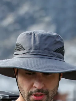 Sale OUKU Men's Bucket Hat Sun Hat Fishing Hat Boonie hat Hiking Hat Black Navy Blue Polyester Mesh Streetwear Stylish Casual Outdoor Daily Going out Plain UV Sun Protection Sunscreen Quick Dry Lightweight