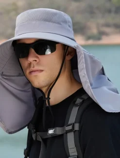 Clearance OUKU Men's Bucket Hat Sun Hat Fishing Hat Boonie hat Hiking Hat Navy Blue Light Grey Polyester Streetwear Stylish Casual Outdoor Daily Going out Plain UV Sun Protection Sunscreen Quick Dry Lightweight