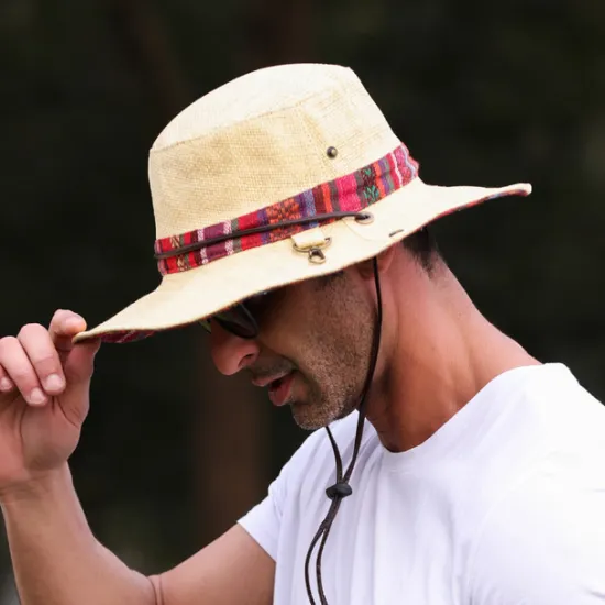 New OUKU Men's Bucket Hat Sun Hat Fishing Hat Boonie hat Black Red Polyester Embroidered Fashion Casual Daily Boho Paisley Damask Plaid / Striped / Chevron / Round Sunscreen Breathable
