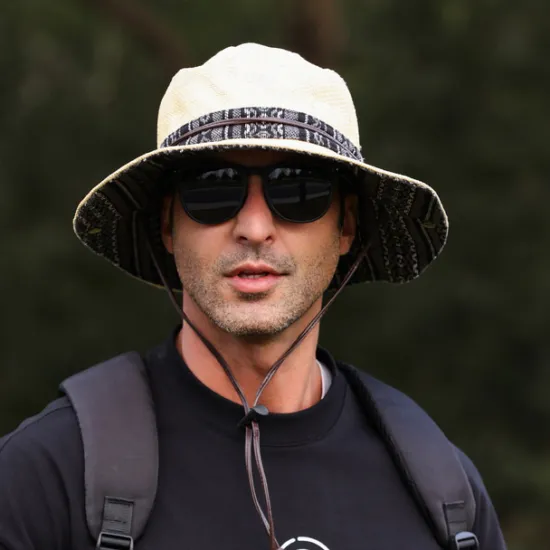 New OUKU Men's Bucket Hat Sun Hat Fishing Hat Boonie hat Black Red Polyester Embroidered Fashion Casual Daily Boho Paisley Damask Plaid / Striped / Chevron / Round Sunscreen Breathable