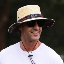 New OUKU Men's Bucket Hat Sun Hat Fishing Hat Boonie hat Black Red Polyester Embroidered Fashion Casual Daily Boho Paisley Damask Plaid / Striped / Chevron / Round Sunscreen Breathable