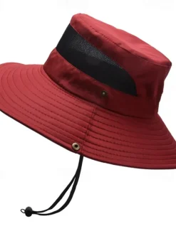 Discount OUKU Men's Bucket Hat Sun Hat Wild Brim Hat Black Wine Polyester Patchwork Fashion Casual Outdoor Daily Fishing Color Block Sunscreen Breathable