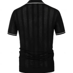 New OUKU Men's Business Polo Golf Polo Business Casual Lapel Short Sleeve Office Solid / Plain Color Button Front Summer Black Sky Blue Apricot Business Polo