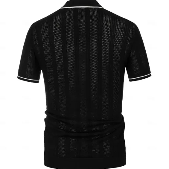New OUKU Men's Business Polo Golf Polo Business Casual Lapel Short Sleeve Office Solid / Plain Color Button Front Summer Black Sky Blue Apricot Business Polo