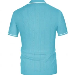 New OUKU Men's Business Polo Golf Polo Business Casual Lapel Short Sleeve Office Solid / Plain Color Button Front Summer Black Sky Blue Apricot Business Polo