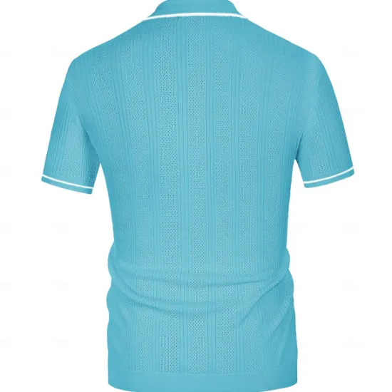 New OUKU Men's Business Polo Golf Polo Business Casual Lapel Short Sleeve Office Solid / Plain Color Button Front Summer Black Sky Blue Apricot Business Polo