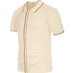 New OUKU Men's Business Polo Golf Polo Business Casual Lapel Short Sleeve Office Solid / Plain Color Button Front Summer Black Sky Blue Apricot Business Polo