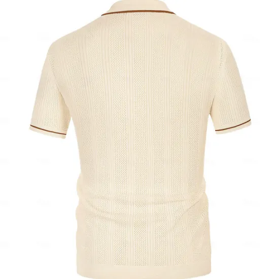 New OUKU Men's Business Polo Golf Polo Business Casual Lapel Short Sleeve Office Solid / Plain Color Button Front Summer Black Sky Blue Apricot Business Polo
