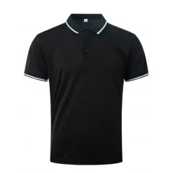OUKU Men's Business Polo Golf Shirt Business Casual Ribbed Polo Collar Short Sleeve Solid Color Buttons Summer Spring & Fall Light Pink Dark Pink Black White Light Green Dark navy Business Polo