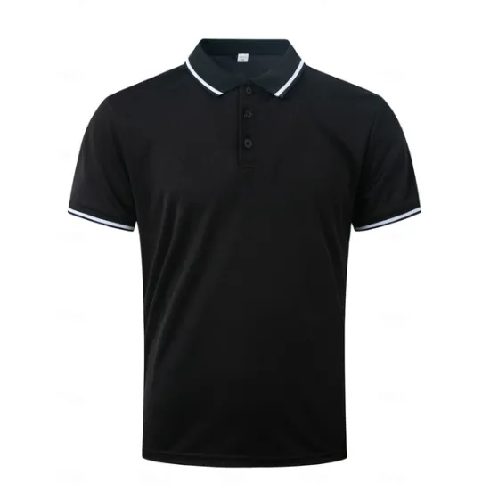 OUKU Men's Business Polo Golf Shirt Business Casual Ribbed Polo Collar Short Sleeve Solid Color Buttons Summer Spring & Fall Light Pink Dark Pink Black White Light Green Dark navy Business Polo