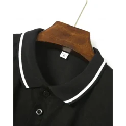 OUKU Men's Business Polo Golf Shirt Business Casual Ribbed Polo Collar Short Sleeve Solid Color Buttons Summer Spring & Fall Light Pink Dark Pink Black White Light Green Dark navy Business Polo