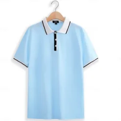 Hot OUKU Men's Business Polo Pique Polo Shirt Business Casual Ribbed Polo Collar Classic Short Sleeve Color Block Patchwork Embroidered Summer Spring & Fall Black Dark Red Navy Blue Royal Blue Light Blue Grey