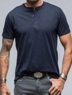 OUKU Men's Button T Shirt Henley Shirt Tee Top Short Sleeves Henley Summer Plain Fashion Designer Basic Vacation Street Going out Black White Navy Blue Top Tee for Men