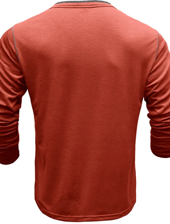 New OUKU Men's Button T Shirt Henley Shirt Tee Top Long Sleeve Henley Summer Plain Fashion Designer Basic Vacation Street Going out White Yellow Red Top Tee for Men