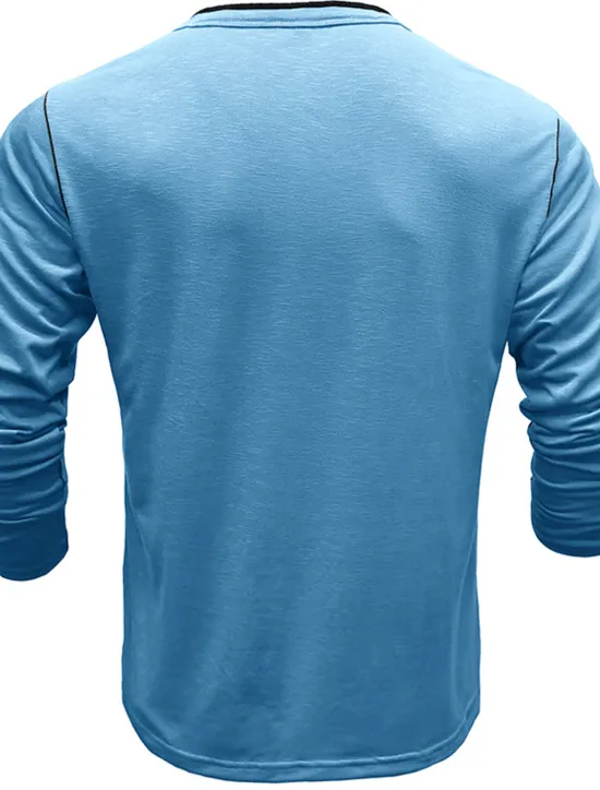 New OUKU Men's Button T Shirt Henley Shirt Tee Top Long Sleeve Henley Summer Plain Fashion Designer Basic Vacation Street Going out White Yellow Red Top Tee for Men