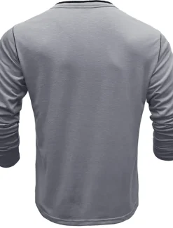 New OUKU Men's Button T Shirt Henley Shirt Tee Top Long Sleeve Henley Summer Plain Fashion Designer Basic Vacation Street Going out White Yellow Red Top Tee for Men