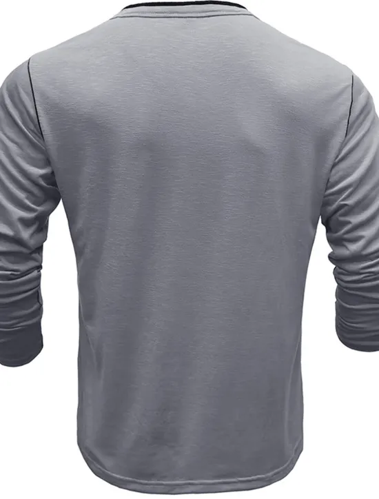 New OUKU Men's Button T Shirt Henley Shirt Tee Top Long Sleeve Henley Summer Plain Fashion Designer Basic Vacation Street Going out White Yellow Red Top Tee for Men