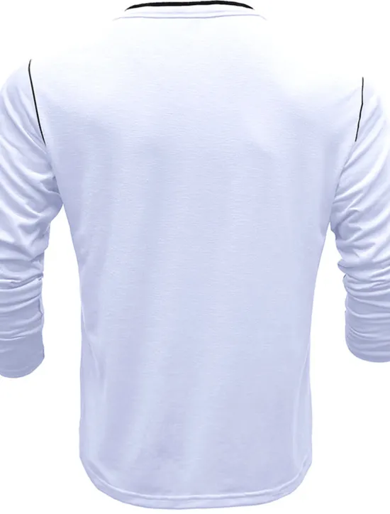 New OUKU Men's Button T Shirt Henley Shirt Tee Top Long Sleeve Henley Summer Plain Fashion Designer Basic Vacation Street Going out White Yellow Red Top Tee for Men