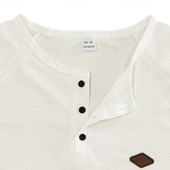 OUKU Men's Button T Shirt T Shirt Waffle Henley Shirt Henley Shirt Long Sleeve Henley Spring Fall Plain Fashion Designer Basic Buttons Vacation Street Going out Black Blue Khaki Top Tee for Men