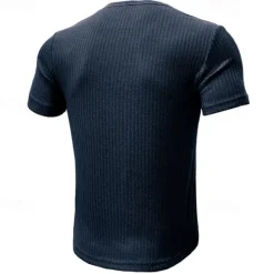 Outlet OUKU Men's Button T Shirt T Shirt Henley Shirt Tee Short Sleeve Henley Spring & Summer Plain Pit Strip Fashion Designer Basic Vacation Street Going out Black White Navy Blue Top Tee for Men