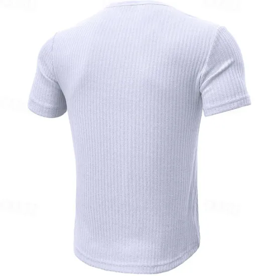 Outlet OUKU Men's Button T Shirt T Shirt Henley Shirt Tee Short Sleeve Henley Spring & Summer Plain Pit Strip Fashion Designer Basic Vacation Street Going out Black White Navy Blue Top Tee for Men